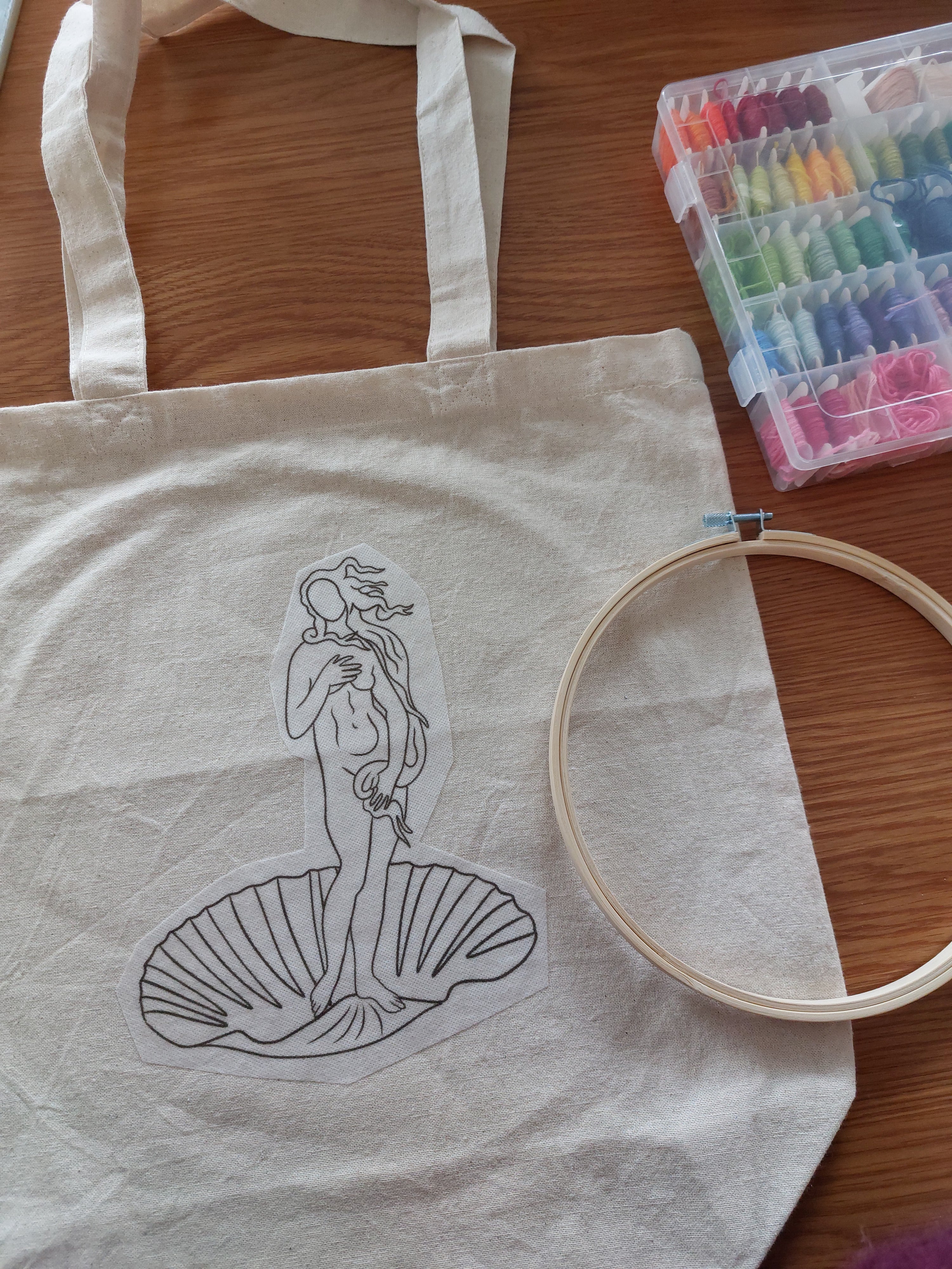 Kit broderie tote-bag - inspiration Naissance de Vénus