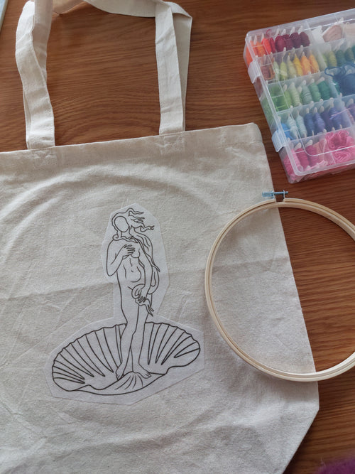 Kit broderie tote-bag - inspiration Naissance de Vénus