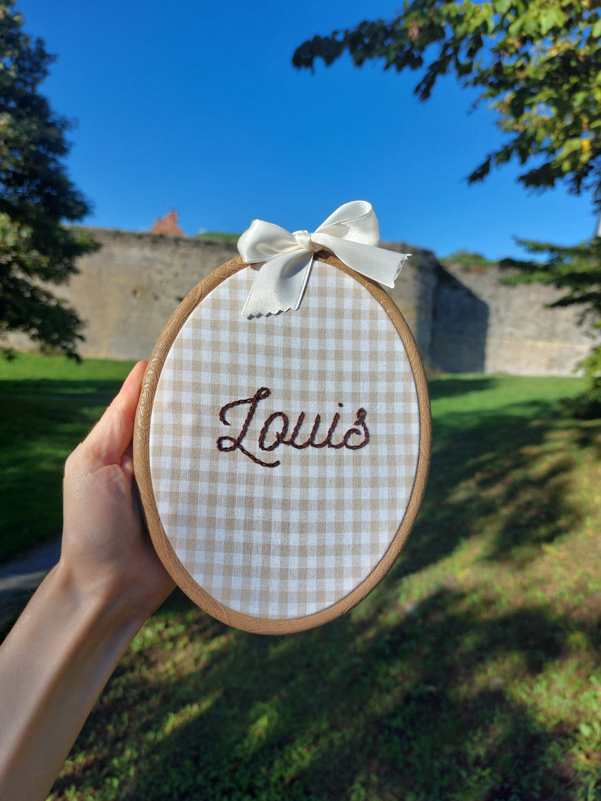 Broderie personnalisée prénom - Modèle Vichy